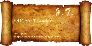 Hápp Tivadar névjegykártya